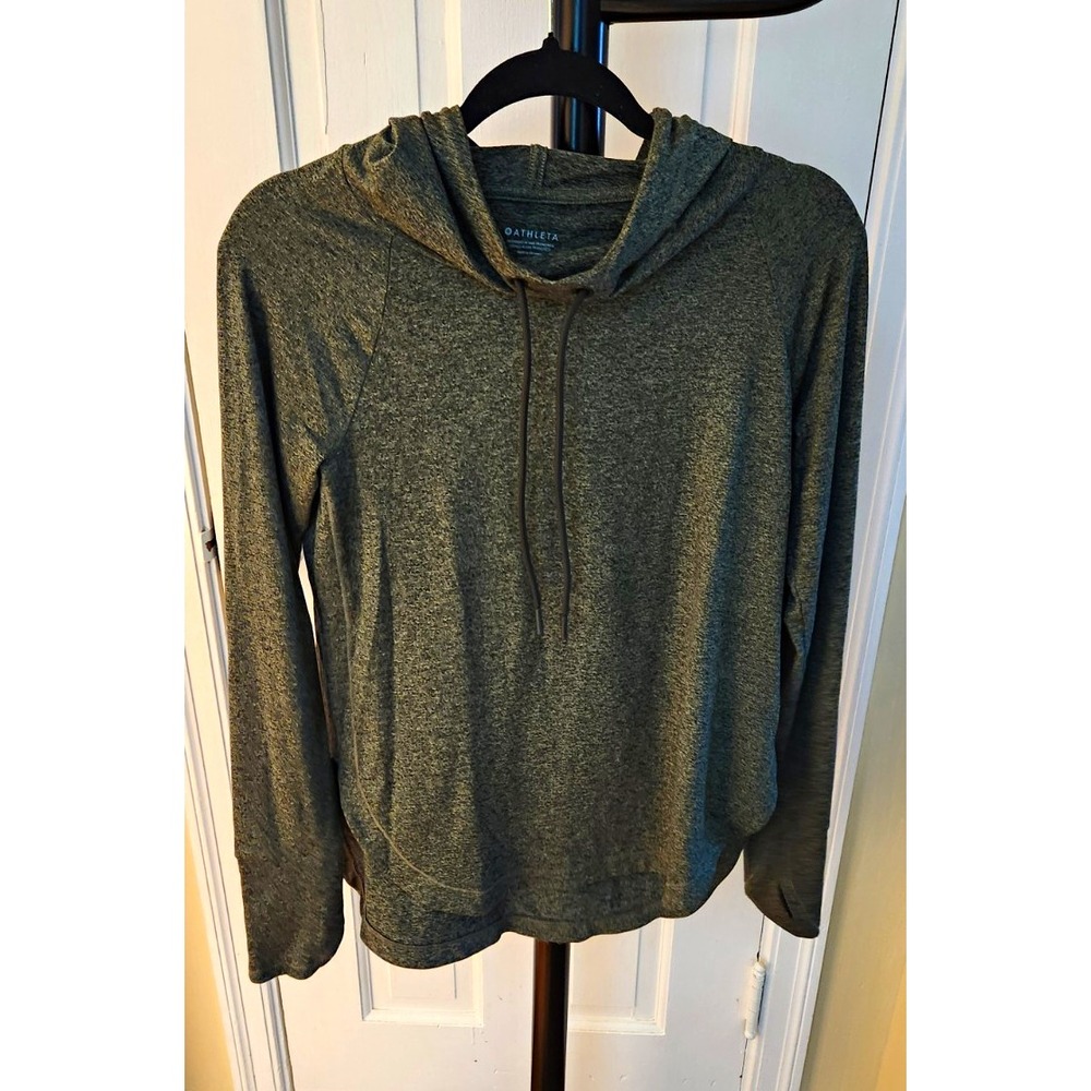 Athleta Uptempo Hoodie Sweatshirt Women's XS Heathered Green Pullover Stretch